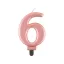 Nummer Metallic Rose Gold Nummer 6 Kerze, Tortenkerze