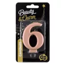 Nummer Metallic Rose Gold Nummer 6 Kerze, Tortenkerze