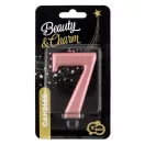 Nummer Metallic Rose Gold Zahlkerze 7, Tortenkerze