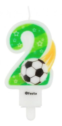 Fußball Ball 2er Zahlenkerze, Tortenkerze