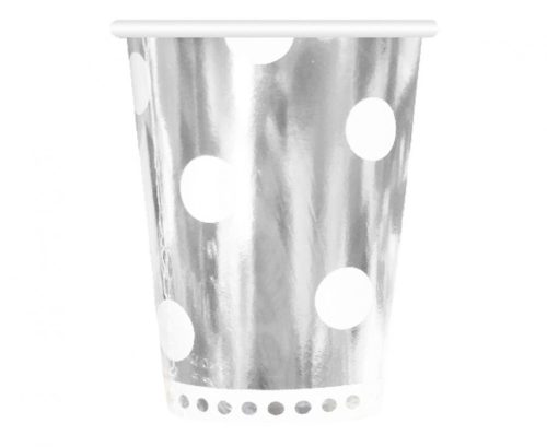 Farbe B&C Polka Dots Silver Silber Pappbecher 6 Stk. 266 ml