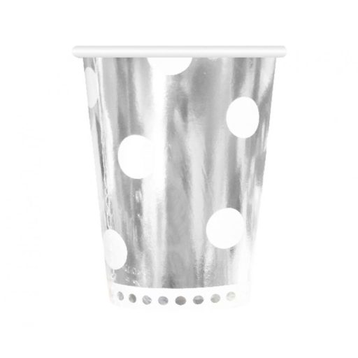 Farbe B&C Polka Dots Silver Silber Pappbecher 6 Stk. 266 ml