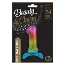 Nummer Rainbow Bunte Nummer 1 Folienballon mit Fuß 74 cm