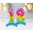 Nummer Rainbow Bunte Nummer 1 Folienballon mit Fuß 74 cm