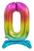 Farbe Rainbow Nummer 0 Folienballon mit Sockel 74 cm