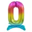 Nummer Rainbow Bunter Nummer 0 Folienballon mit Basis 74 cm