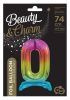 Nummer Rainbow Bunter Nummer 0 Folienballon mit Basis 74 cm