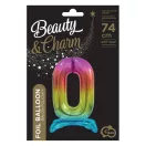 Nummer Rainbow Bunter Nummer 0 Folienballon mit Basis 74 cm
