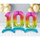 Nummer Rainbow Bunter Nummer 0 Folienballon mit Basis 74 cm