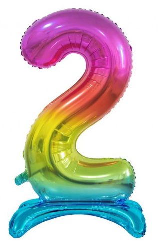 Farbe Rainbow Nummer 2 Folienballon mit Sockel 74 cm