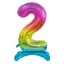 Nummer Rainbow Bunter Folienballon Nummer 2 mit Fuß 74 cm