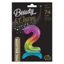 Nummer Rainbow Bunter Folienballon Nummer 2 mit Fuß 74 cm