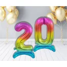Nummer Rainbow Bunter Folienballon Nummer 2 mit Fuß 74 cm
