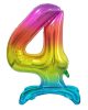 Farbe Rainbow Nummer 4 Folienballon mit Sockel 74 cm
