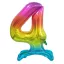 Nummer Rainbow Bunte Zahl 4 Folienballon mit Sockel 74 cm