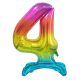 Farbe Rainbow Nummer 4 Folienballon mit Sockel 74 cm