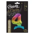 Nummer Rainbow Bunte Zahl 4 Folienballon mit Sockel 74 cm