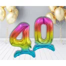 Nummer Rainbow Bunte Zahl 4 Folienballon mit Sockel 74 cm