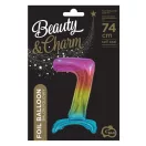 Nummer Rainbow Bunter 7er Zahlenfolienballon mit Sockel 74 cm