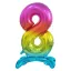 Nummer Rainbow Bunter Nummer 8 Folienballon mit Standfuß 74 cm