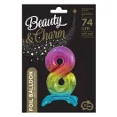 Nummer Rainbow Bunter Nummer 8 Folienballon mit Standfuß 74 cm