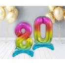 Nummer Rainbow Bunter Nummer 8 Folienballon mit Standfuß 74 cm