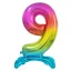 Nummer Rainbow Bunter Nummer 9 Folienballon mit Basis 74 cm