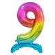 Nummer Rainbow Bunter Nummer 9 Folienballon mit Basis 74 cm