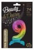 Nummer Rainbow Bunter Nummer 9 Folienballon mit Basis 74 cm