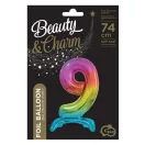 Nummer Rainbow Bunter Nummer 9 Folienballon mit Basis 74 cm