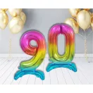 Nummer Rainbow Bunter Nummer 9 Folienballon mit Basis 74 cm