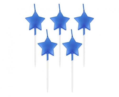 Metallic Blue Star, Blau Star Kuchenkerze, Kerze Set 5 Stück