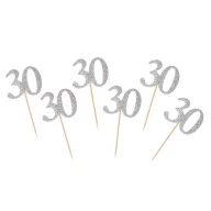Geburtstag Silver Silber 30 Dekorative Stäbchen 6er-Set