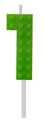 Bauklötze 1-es Green Blöcke Kuchenkerze, Nummerkerze