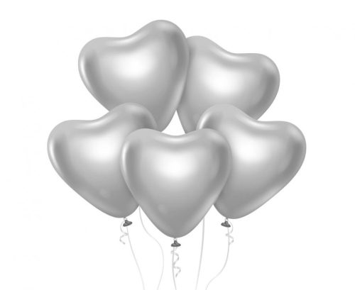 Herz Platinum Silver Ballon, Luftballon 6 Stück 12 Zoll (30 cm)