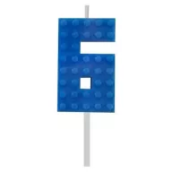   Blöcke Blue Blocks Baustein Nummer 6 Blaue Kerze, Zahlenkerze