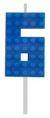 Blöcke Blue Blocks Baustein Nummer 6 Blaue Kerze, Zahlenkerze
