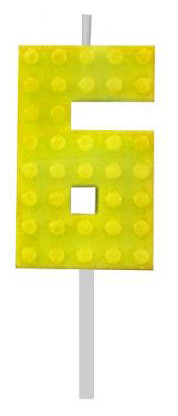 Blöcke Yellow Blocks Baustein 6 Gelbe Tortenkerze, Zahlenkerze