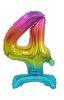 Farbe Rainbow mini Nummer 4 Folienballon mit Sockel 38 cm