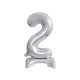 Silber B&C Silver mini Nummer 2 Folienballon mit Sockel 38 cm