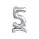 Silber B&C Silver mini Nummer 5 Folienballon mit Sockel 38 cm