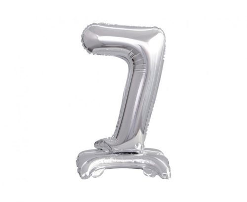 Silber B&C Silver mini Nummer 7 Folienballon mit Sockel 38 cm