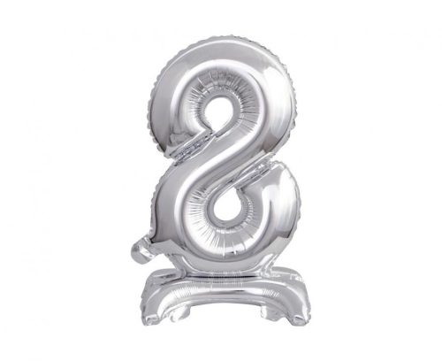 Silber B&C Silver mini Nummer 8 Folienballon mit Sockel 38 cm