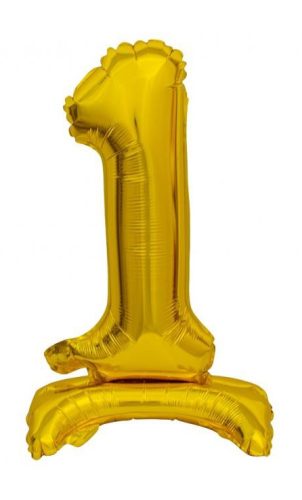 Gold B&C Gold mini Nummer 1 Folienballon mit Sockel 38 cm