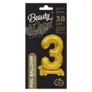 Nummer B&C Gold Goldener Mini-Nummer 3 Folienballon mit Basis 38 cm