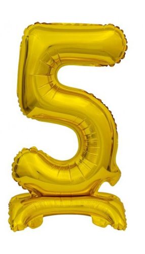 Gold B&C Gold mini Nummer 5 Folienballon mit Sockel 38 cm