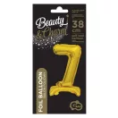 Nummer B&C Gold Goldene Mini-Zahl 7 Folienballon mit Sockel 38 cm