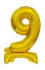 Gold B&C Gold mini Nummer 9 Folienballon mit Sockel 38 cm