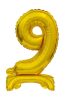 Nummer B&C Gold Goldene Mini-Folienballon Zahl 9 mit Basis 38 cm