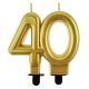 Farbe Gold Goldene 40er Tortenkerze, Zahlenkerze